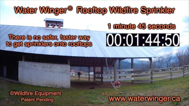 Weighted deployment ball being thrown over a roof by hand
