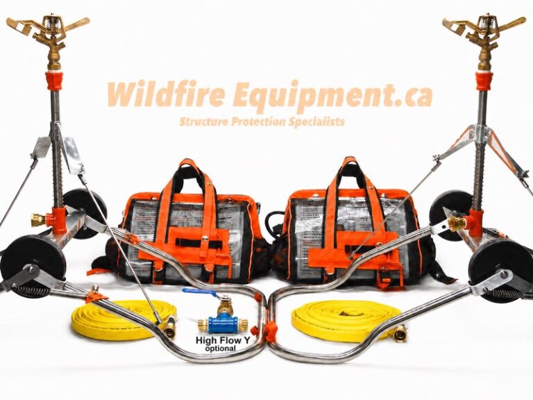 Two-pack Water Winger rooftop wildfire sprinkler kits with yellow hoses