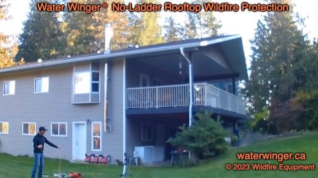 Throwing the Water Winger ball and guide line over a roof by hand