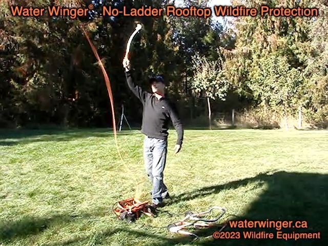 Using the Water Winger ball chucker to send a guide line over a large roof