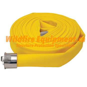1 1/2-inch by 100-foot yellow treated fire hose with forestry quick-connect ends