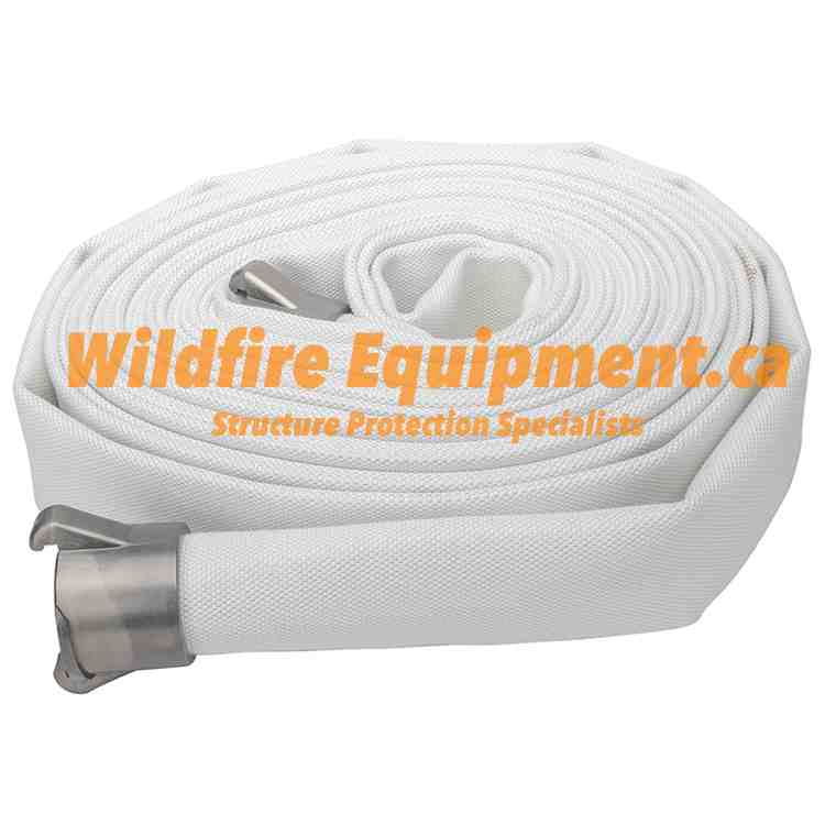 1 1/2-inch by 50-foot white light-duty fire hose with forestry quick-connect ends