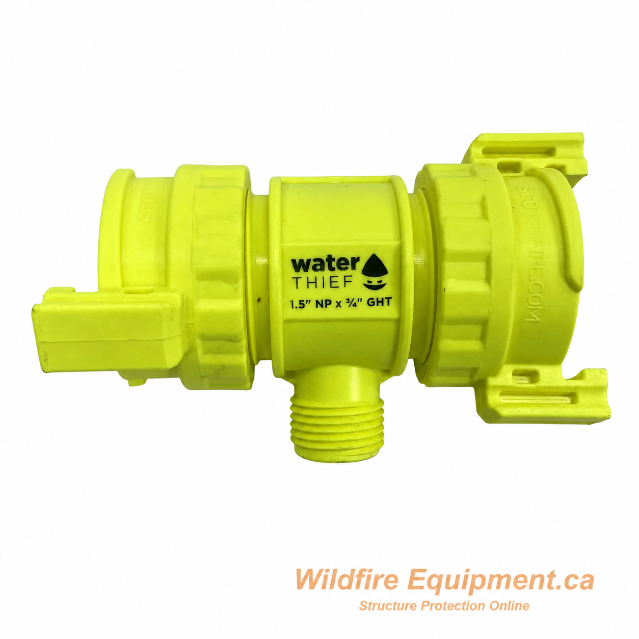 1.5-inch forestry inline water thief with 3/4-inch male garden hose outlet
