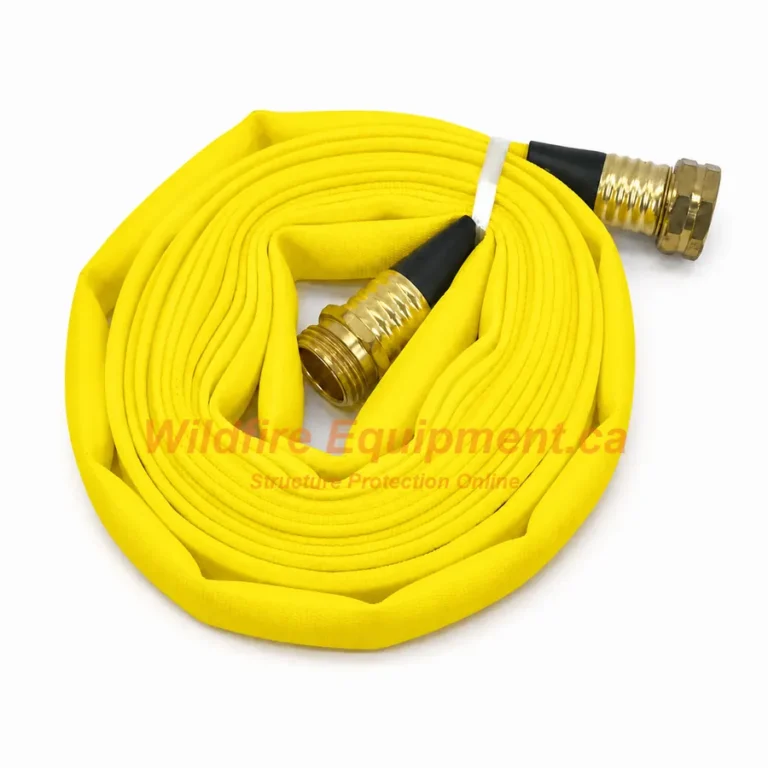 15-foot 5/8-inch yellow lay-flat fire hose with garden hose fittings