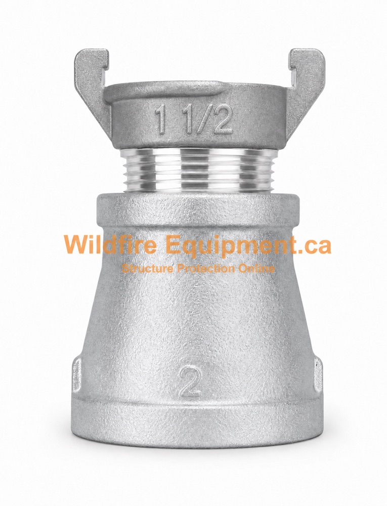 Galvanized 2-inch NPT to 1.5-inch forestry twist-lock adapter