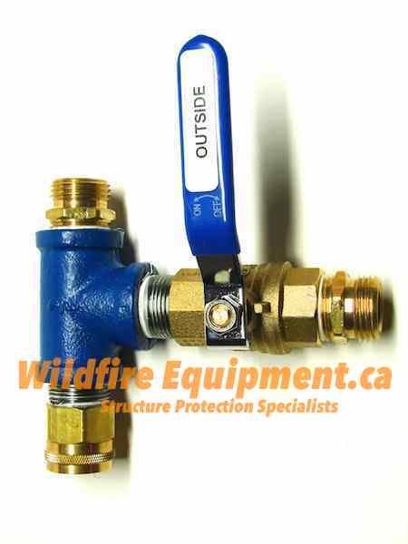 Three-quarter-inch outside-loop T fitting for wildfire ground sprinklers