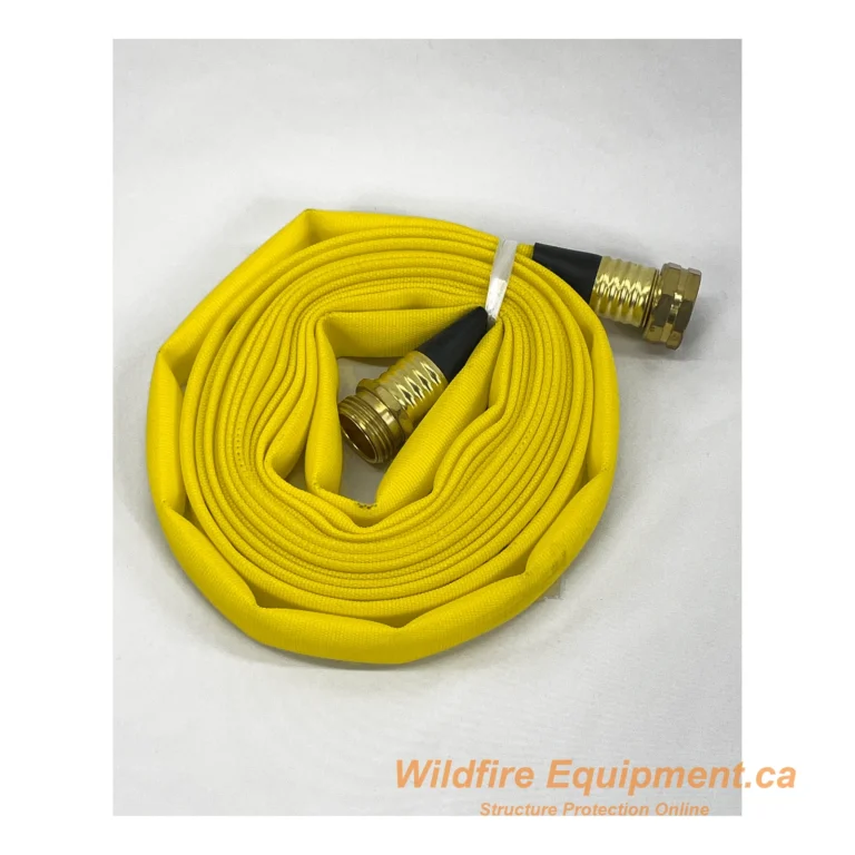 15-foot 5/8-inch yellow lay-flat fire hose with garden hose fittings