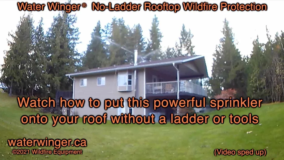 One Water Winger rooftop sprinkler creating a wide wet zone