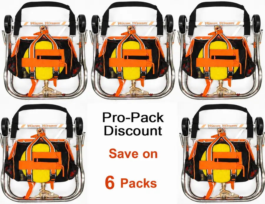 Six-pack of Water Winger rooftop wildfire sprinkler kits for structure protection crews