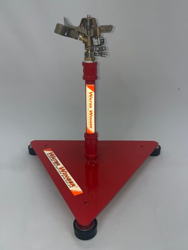 12-inch weighted-base sprinkler front reflective-label view