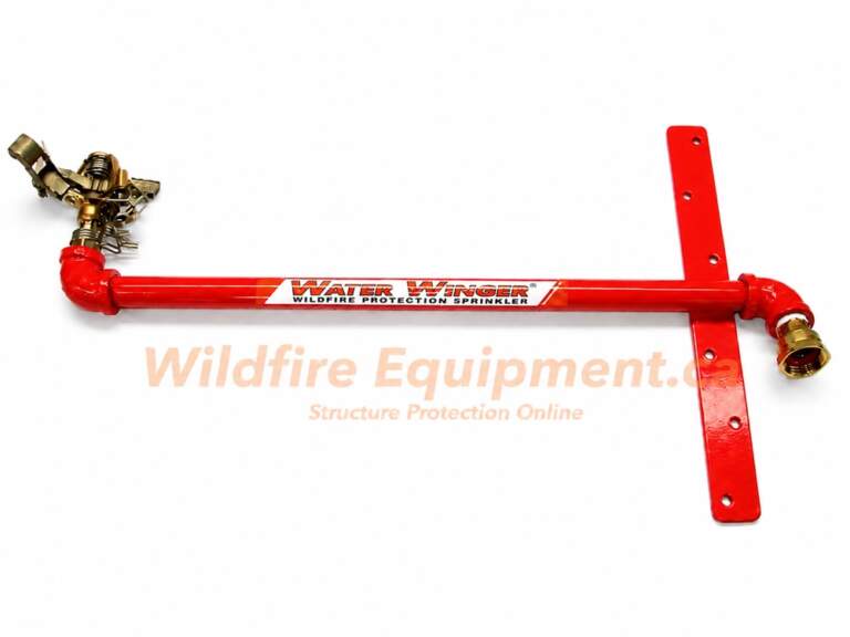 Red custom Water Winger sprinkler mount with adjustable impact sprinkler